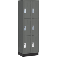 Concorde Heavy-Duty Lockers, 3 -tier, Bank of 2, 24" x 18" x 76", Steel, Charcoal, Welded (Assembled) Stor-it Systems