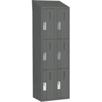Concorde Heavy-Duty Lockers, 3 -tier, Bank of 2, 24" x 18" x 78", Steel, Charcoal, Welded (Assembled) Stor-it Systems