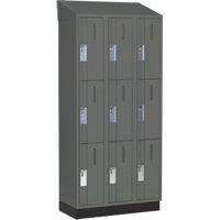 Concorde Heavy-Duty Lockers, 3 -tier, Bank of 3, 36" x 18" x 82", Steel, Charcoal, Welded (Assembled) Stor-it Systems