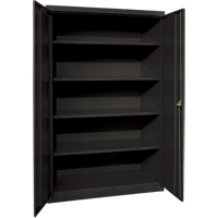 Deep Hi-Boy Storage Cabinet, Steel, 4 Shelves, 72" H x 36" W x 24" D, Black Stor-it Systems