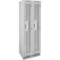 Clean Line Lockers, Bank of 2, 24" x 15" x 76", Steel, Grey, Rivet (Assembled), Perforated Stor-it Systems
