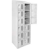 Assembled Lockerettes Clean Line Perforated Economy Lockers, 6 -tier, Bank of 2, 18" x 72" x 12", Steel Stor-it Systems