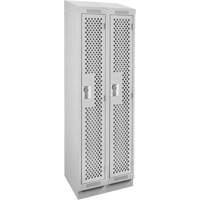 Clean Line Lockers, Bank of 2, 24" x 12" x 82", Steel, Grey, Rivet (Assembled), Perforated Stor-it Systems