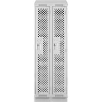 Clean Line Lockers, Bank of 2, 24" x 12" x 82", Steel, Grey, Rivet (Assembled), Perforated Stor-it Systems