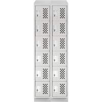 Assembled Lockerettes Clean Line Perforated Economy Lockers, 6 -tier, Bank of 2, 18" x 72" x 12", Steel Stor-it Systems