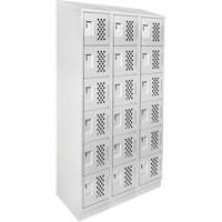 Assembled Lockerettes Clean Line Perforated Economy Lockers, 6 -tier, Bank of 3, 18" x 72" x 12", Steel Stor-it Systems