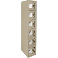 Assembled Lockerettes Clean Line Perforated Economy Lockers, 6 -tier, 18" x 72" x 12", Steel Stor-it Systems