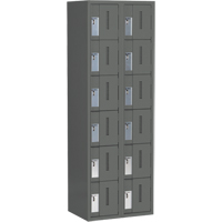 Concorde Heavy-Duty Lockers, 6 -tier, Bank of 2, 24" x 18" x 72", Steel, Charcoal, Welded (Assembled) Stor-it Systems
