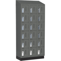 Concorde Heavy-Duty Lockers, 6 -tier, Bank of 3, 36" x 18" x 82", Steel, Charcoal, Welded (Assembled) Stor-it Systems
