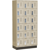 Concorde Heavy-Duty Lockers, 6 -tier, Bank of 3, 36" x 18" x 76", Steel, Beige, Welded (Assembled) Stor-it Systems