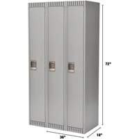 Lockers, Bank of 3, 36" x 18" x 72", Steel, Grey, Knocked Down Stor-it Systems