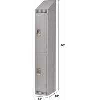 Lockers, 2 -tier, 12" x 18" x 82", Steel, Grey, Knocked Down Stor-it Systems