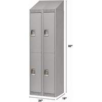 Lockers, 2 -tier, Bank of 2, 24" x 18" x 82", Steel, Grey, Knocked Down Stor-it Systems