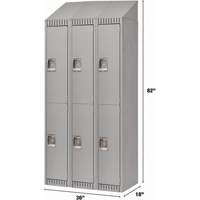 Lockers, 2 -tier, Bank of 3, 36" x 18" x 82", Steel, Grey, Knocked Down Stor-it Systems