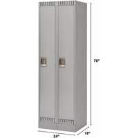 Lockers, Bank of 2, 24" x 18" x 76", Steel, Grey, Knocked Down Stor-it Systems
