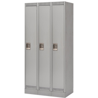 Lockers, Bank of 3, 36" x 18" x 76", Steel, Grey, Knocked Down Stor-it Systems