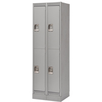 Lockers, 2 -tier, Bank of 2, 24" x 18" x 76", Steel, Grey, Knocked Down Stor-it Systems