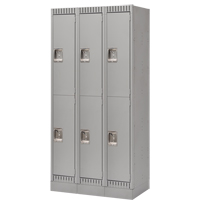 Lockers, 2 -tier, Bank of 3, 36" x 18" x 76", Steel, Grey, Knocked Down Stor-it Systems