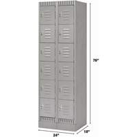 Lockers, 6 -tier, Bank of 2, 24" x 18" x 76", Steel, Grey, Knocked Down Stor-it Systems