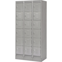 Lockers, 6 -tier, Bank of 3, 36" x 18" x 76", Steel, Grey, Knocked Down Stor-it Systems