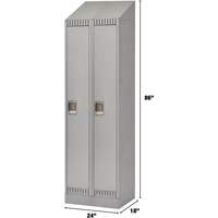 Lockers, Bank of 2, 24" x 18" x 86", Steel, Grey, Knocked Down Stor-it Systems