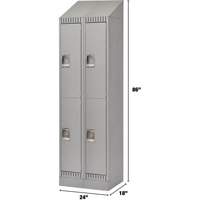 Lockers, 2 -tier, Bank of 2, 24" x 18" x 86", Steel, Grey, Knocked Down Stor-it Systems