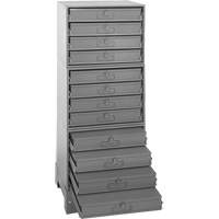 Modular Compartment Drawer Box Rack, Steel, 12 Drawers, 20-3/8" x 16" x 60-1/8", Grey Stor-it Systems