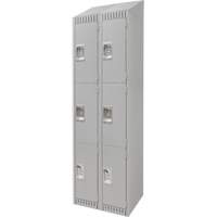 Lockers, 3 -tier, Bank of 2, 24" x 18" x 82", Steel, Grey, Knocked Down FN665 | Stor-it Systems