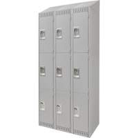 Lockers, 3 -tier, Bank of 3, 36" x 18" x 82", Steel, Grey, Knocked Down FN666 | Stor-it Systems