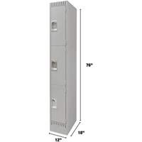 Casiers, 3 niveaux, 12" x 18" x 76", Acier, Gris, D&eacute;mont&eacute; Stor-it Systems