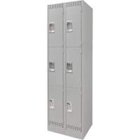 Lockers, 3 -tier, Bank of 2, 24" x 18" x 76", Steel, Grey, Knocked Down FN668 | Stor-it Systems