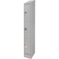 Lockers, 3 -tier, 12" x 18" x 86", Steel, Grey, Knocked Down FN670 | Stor-it Systems