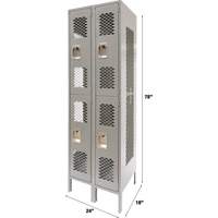 Casiers ventil&eacute;s, 2 niveaux, Bloc de 2, 24" x 18" x 78", Acier, Gris, D&eacute;mont&eacute;, Perfor&eacute; Stor-it Systems