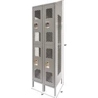 Casiers ventil&eacute;s, 2 niveaux, Bloc de 2, 24" x 18" x 88", Acier, Gris, D&eacute;mont&eacute;, Perfor&eacute; Stor-it Systems