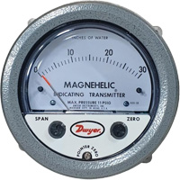 Manom&egrave;tre diff&eacute;rentiel et &eacute;metteur de signalisation de s&eacute;rie 605 Magnehelic,  4", 0 - 30 po en c.e., Fixation sur panneau, Analogique Stor-it Systems