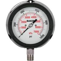 Pressure Gauge, 4-1/2" , 0 - 10000 psi, Bottom Mount, Liquid Filled Analogue IA369 | Stor-it Systems