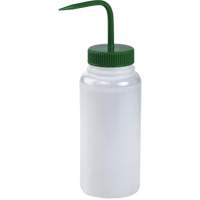 Wide-Mouth Polyethylene Wash Bottle with Green Polypropylene Cap Stor-it Systems