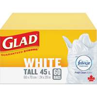 Tall 45L Febreze Garbage Bags, Regular, 24" W x 28" L, White Stor-it Systems