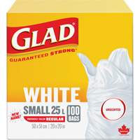 Small 25L Unscented Garbage Bags, Regular, 20" W x 20" L, White Stor-it Systems