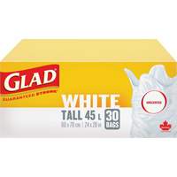 Tall 45L Unscented Garbage Bags, Regular, 24" W x 28" L, White Stor-it Systems