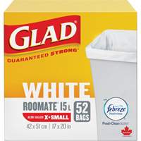 X-Small 15L Roommate Febreze Garbage Bags, Regular, 17" W x 20" L, White Stor-it Systems