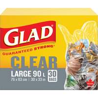90L Garbage Bags, Regular, 30" W x 33" L, Clear Stor-it Systems