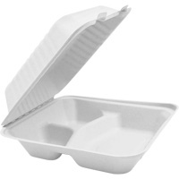 Compostable Hinged Food Containers with Compartments, Bagasse, Square JP905 | Stor-it Systems