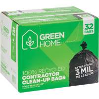 Green Home Garbage Bags, Strong, 33" W x 48" L, 3 mils, Black, 159 L (42 Gal.) Capacity Stor-it Systems