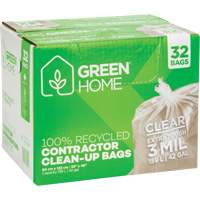 Green Home Garbage Bags, Strong, 33" W x 48" L, 3 mils, Clear, 159 L (42 Gal.) Capacity Stor-it Systems
