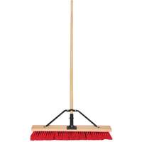 Push Broom with Braced Handle, 24", Medium, PVC Bristles Stor-it Systems