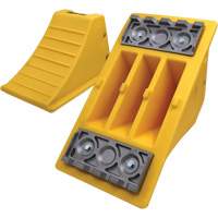 40 Ton Large Equipment Wheel Chock with Aluminum Cleats, Urethane, Yellow Stor-it Systems