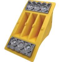 75 Ton Large Equipment Wheel Chock with Aluminum Cleats, Urethane, Yellow Stor-it Systems