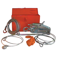 Tirfor<sup>®</sup> Wire Rope Hoist TU128 Rescue Kit , 7/16" Wire Diameter, 4000  lbs. (2 tons) Capacity LV074 | Stor-it Systems