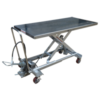 Table &eacute;l&eacute;vatrice &agrave; ciseaux hydraulique pneumatique, Acier inoxydable, 63" lo x 31-1/2" la, Cap. 1000 lb Stor-it Systems
